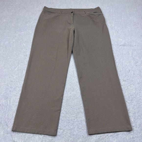 Eileen Fisher Pants Women's XL Brown Taupe Straight Leg Ankle Soft Woven Trouser - Picture 1 of 13